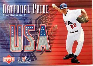 CHAD CORDERO LOT: 2004 UD NATIONAL PRIDE USA ROOKIE WORN JERSEY+ REGULAR JERSEY - Picture 1 of 2
