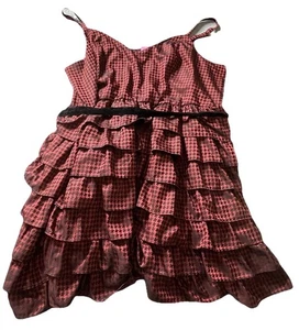 Abito donna con volant Torrid x Betsy Johnson taglie forti 24 rosso nero pied de poule - Foto 1 di 5