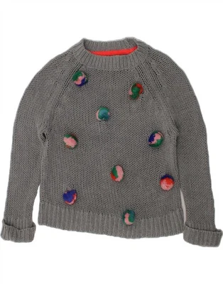 BODEN Girls Crew Neck Jumper Sweater 7-8 Years Grey Cotton CW03 - Image 1 of 3