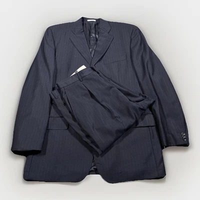 Traje Ermenegildo Zegna Bagliani Para Hombres 44 Azul Marino Rayas Lana Trofeo Italia Foto 1 de 4