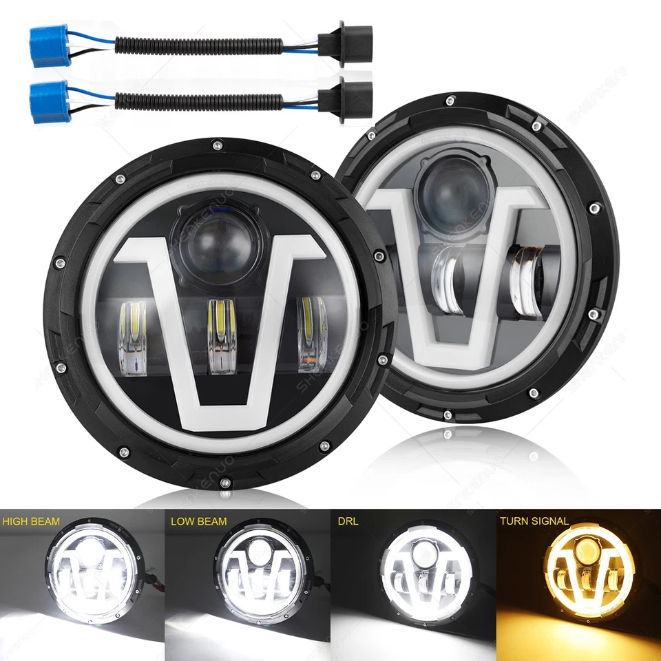 Par de faros LED redondos de 7" para Ford Custom 1949 1950 1951 1952 1953 1954-1957 Foto 1 de 4