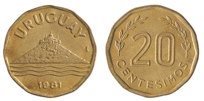 Uruguay 20 Centesimos, 1976-1981, KM #67, XF-Extremely Fine - Image 1 of 3