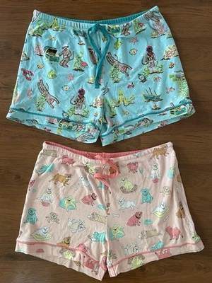 Nick & Nora Talla S Lote 2 Pijamas Pantalones Cortos para Dormir Pug Perro Cachorro Calcetín Mono Azul Rosa Foto 1 de 4