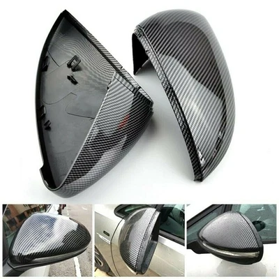 Carbon Black Side Wing Mirror Cover Cap Assembly For VW Golf GTI MK7 R 2013-18 - Image 1 of 4