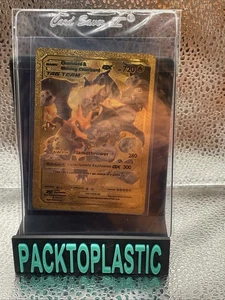 Tarjeta de Fan Art Charzard & Shiny Charizard GX 720HP Lámina Texturizada Dorada - Imagen 1 de 3