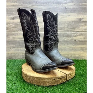 Laredo Men - Size 11.5D - Gray / Black Lizard Print Wingtip Cowboy Boots 6782 - Picture 1 of 13