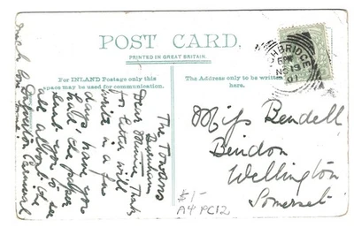 1907 Великобритания - Highbridge квадратный круг гашение - Dulverton открытка PPC - Изображение 1 из 2