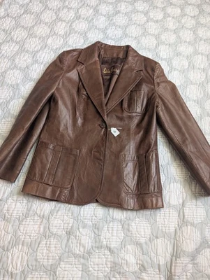Blazer chaqueta de cuero vintage Skin Gear para mujer color marrón EE. UU. talla S 6-8 Foto 1 de 4