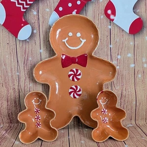 Set intrattenimento natalizio pan di zenzero vassoio da portata e ciotole set 3 pezzi - Foto 1 di 14