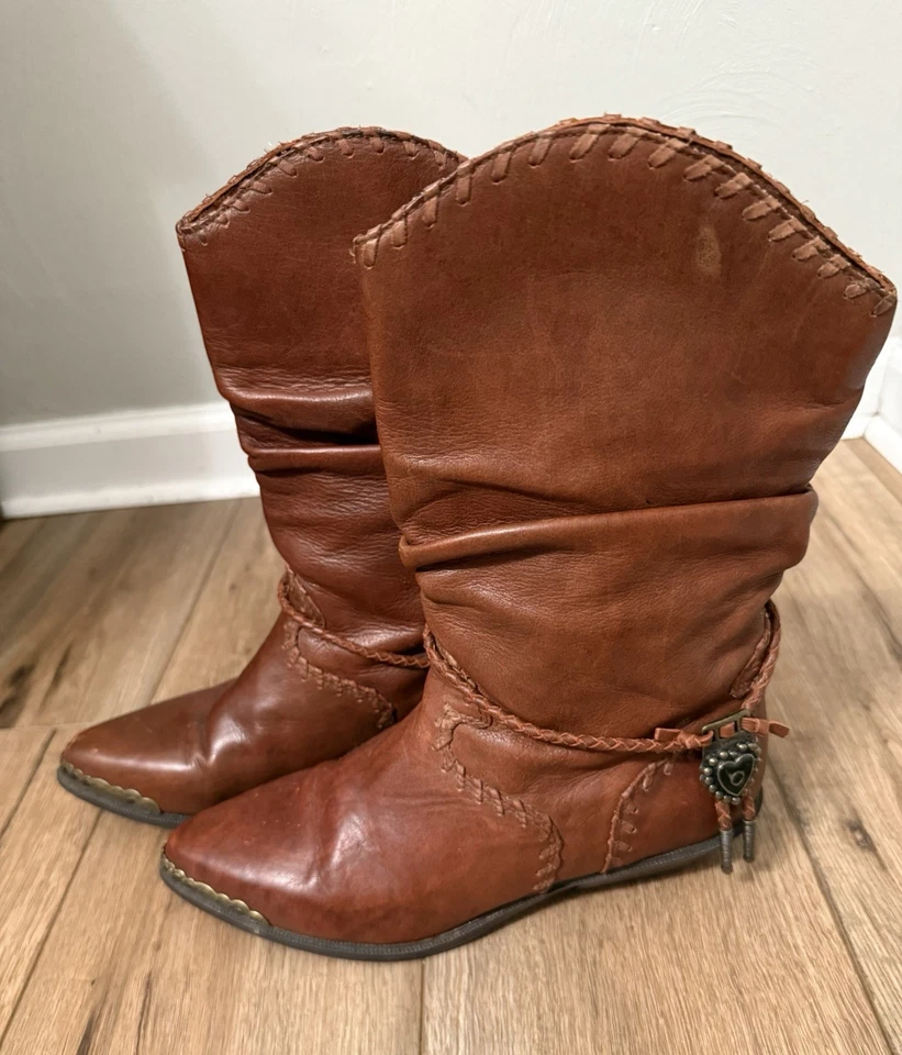 Botas de Vaquero de Colección Zodiac para Mujer 10M Cuero Lauper Slouch Punta de Tacón Chapada Foto 1 de 4