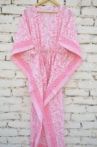 Hand Block Printed Caftan Dress Vintage Long Maxi Kaftan Beach Cover Up 2k25 - Picture 1 of 13