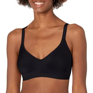 Warner Blissful Benefits Wireless Lightly Lined Comfort Bra Black 2XL - Picture 1 of 6