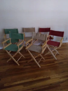 4 Pier 1: Oak Finish & Canvas Folding Directors Chairs $90/ea. - Picture 1 of 3