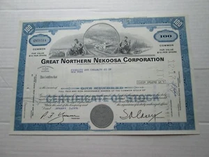 (1) JAN. 2 1976 GREAT NORTHERN NEKOOSA CORP. STOCK CERT. 100 SHARES #CN51514 - Picture 1 of 2