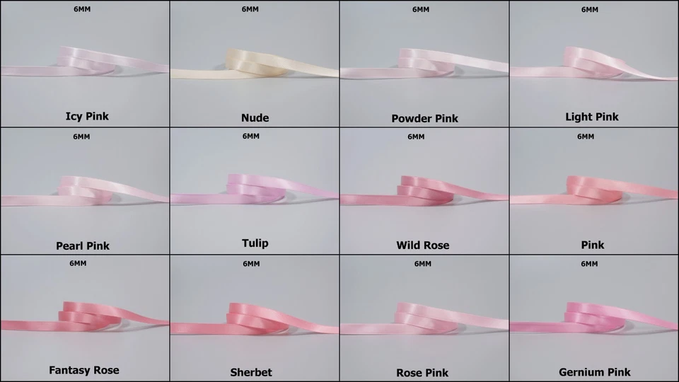 10yds ~~ 6mm Pink Azalea Dusty Rose Double Face Satin Ribbon 12 Colours U Pick - image 1 of 1