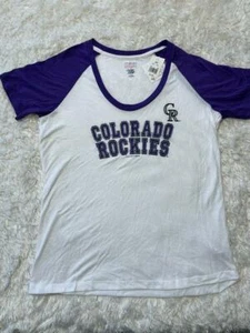 Genuine merchandise Women's T shirt Short Sleeve Colorado Rockies Size S - Picture 1 of 7