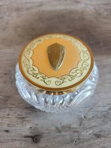 Vintage Art deco Nouveau Glass Vanity Powder Jar Hollywood Regency Glass - Picture 1 of 12