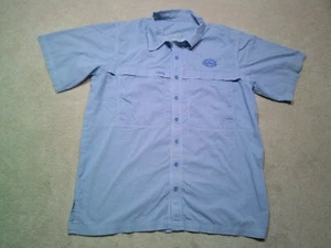 Game Guard Button Up Shirt Mens Large Blue Check Luckenbach Texas - Picture 1 of 9