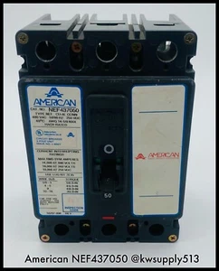 NEF437050 ~ American NEF437050 50A 480V 3P NEF MCCB ~ Inspected/90 Day Warranty - Picture 1 of 5