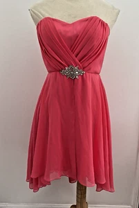 Bebe USA Womens Embellished Cocktail Party Dress Coral Layered Size 10 - Picture 1 of 19