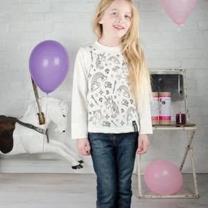 Color en tu propio diseño de unicornio niños top y bolígrafos de tela divertido artesanía actividad regalo - Imagen 1 de 3