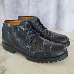 Bernini Real Genuine CROCODILE Chukka Boots Men's Size 9 Dark Aqua Green - Picture 1 of 19