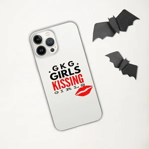 GIRLS KISSING GIRLS LGBTQ+ iPhone Cell Phone Cases | iPhone 7-13 PRO MAX | WHITE - Picture 1 of 3