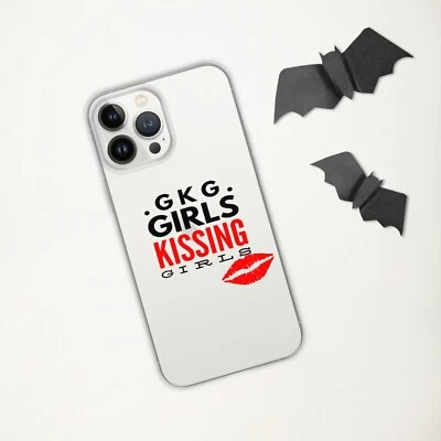GIRLS KISSING GIRLS LGBTQ+ iPhone Cell Phone Cases | iPhone 7-13 PRO MAX | WHITE - Image 1 of 3