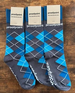 Proofpoint Swag Socks 3-Pairs Multicolor Mens Large 9-13 Made in the USA - Picture 1 of 2