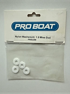 PROBOAT NYLON WASHERS (4)  FOR 1:8 MISS BUD PRB2288 NEW OLD INVENTORY - Image 1 of 3