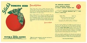 VINTAGE SEED C1930 TOMATOES GLICKS SEED FARM CAN LABEL LANCASTER PA BIBLE VERSE - Picture 1 of 1