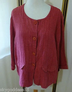  FLAX '08 WOVEN LINEN SIMPLE JACKET in SUNRISE BLANKET PERFECT WEIGHT for FALL S - Picture 1 of 1