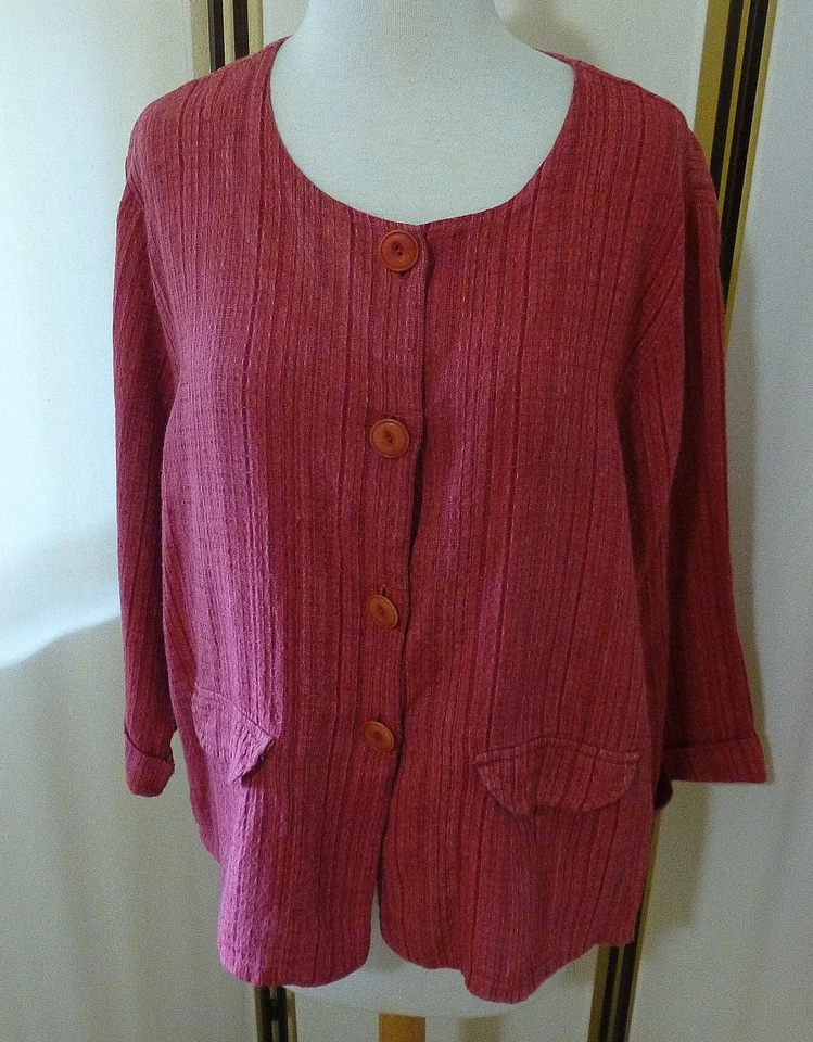  FLAX '08 WOVEN LINEN SIMPLE JACKET in SUNRISE BLANKET PERFECT WEIGHT for FALL S - Image 1 of 1