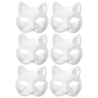 6pcs White Paper Fox Masks Blank Mask Unpainted Wolf Mask Costume Prop - Image 1 of 4