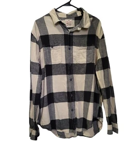 Camicia di flanella American Eagle Heritage uomo taglia XL marrone nero a quadri con bottoni - Foto 1 di 4