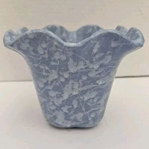 Quadratische Shawnee Keramik Blaulicht Spritzertopf Vase Übertopf #2508 geraffter Rand - Bild 1 von 6