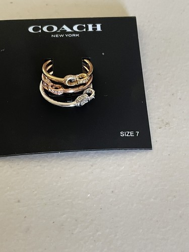 SET ANELLO TRI TONE SIGNATURE COACH INTERLOCKING LOGHI C PAVE TAGLIA 3 7