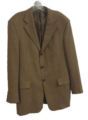 Mens Tan  Camel Brown Cashmere Sport Coat Blazer Jacket 40R - Image 1 of 4