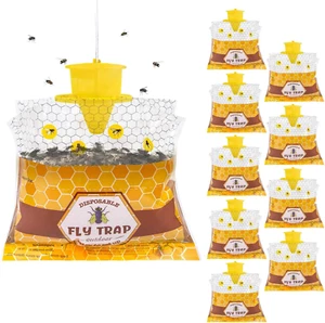10 Packs Fly Bags Hanging Outdoor, Disposable Fly Traps Outdoor, Fly Catcher Kil - Picture 1 of 8