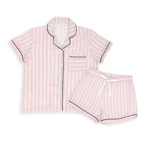 XL Short Sleeve Top and Shorts Pajama Set - Pink Stripe - Picture 1 of 1
