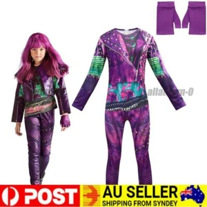 Mal Costume Jumpsuit Halloween Kids Book Week Cosplay Girls Descendants 3 Audrey - Picture 1 of 12