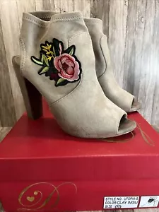 Flower Peep Toe Side Zipper Heel Ankle Booties Shoes Size 7.5 - Picture 1 of 5