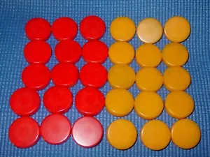 VTG 30 BAKELITE CRISLOID CATALIN RED BUTTERSCOTCH MARBLED BACKGAMMON CHIPS 1.25" - Picture 1 of 5