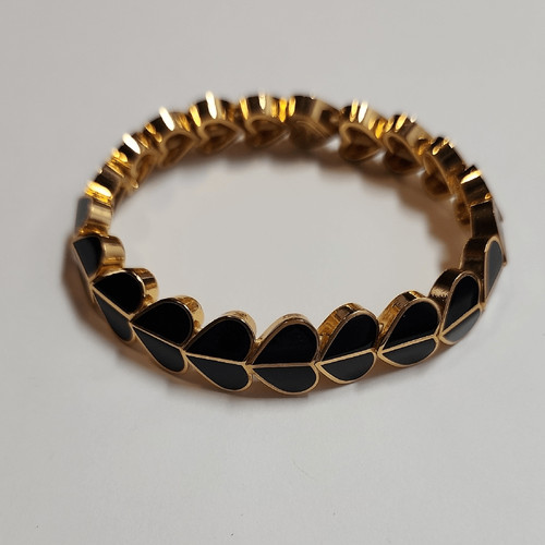 Bracciale Kate Spade Heritage Smalto Cuore Elasticizzato Oro e Borchie Nero