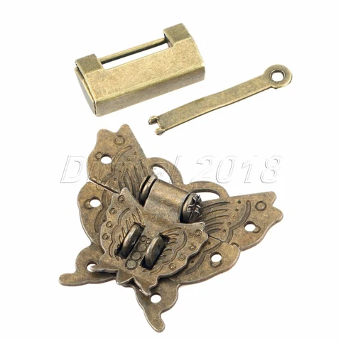 Vintage Padlock Lock 60*38*13mm with Butterfly Jewelry Box Latch Clasp Hardware Cover