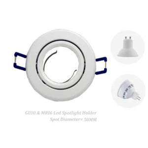 10 x White Round Recessed Downlight Holder Adjustable Casing for GU10 MR16 Bulb - Picture 1 of 6