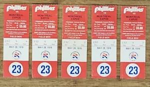 1976 28 MLB Ticket Menge 5 Philadelphia Phillies vs Montreal Expos - Bild 1 von 2