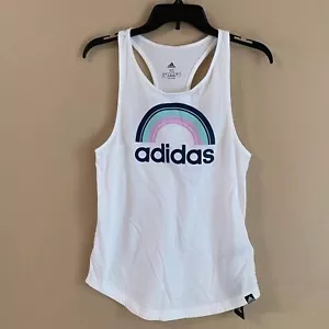 adidas New Size XS Rainbow Logo Cotton Racerback Tank Top Athletic Activewear - Picture 1 of 8