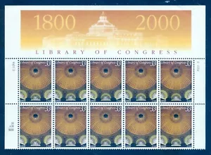 US 3390 Library of Congress, Top Plate # 22222 Strip/10, Mint NH - Picture 1 of 1