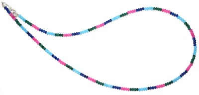 Collana Con Perle Rotonde Di Gemma Di Giada 3-4 Mm In Argento 925 Da 18" BG-44 - Immagine 1 di 4